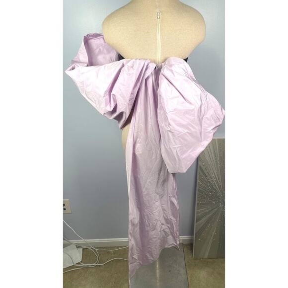 Nafsika Skourti Butterfly Puff Sleeve Black and Lilac Crop Top Size 4 - Picture 6 of 8